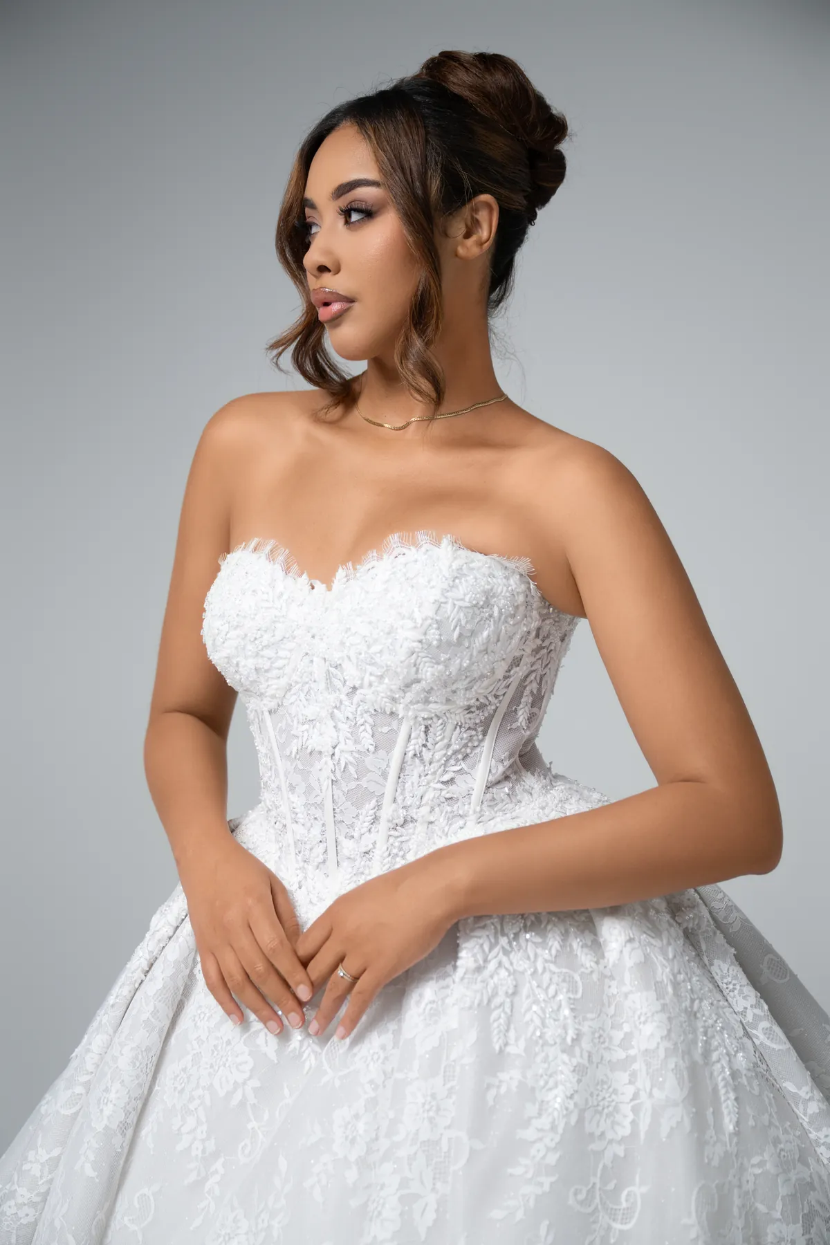 Portrait en robe princesse corset