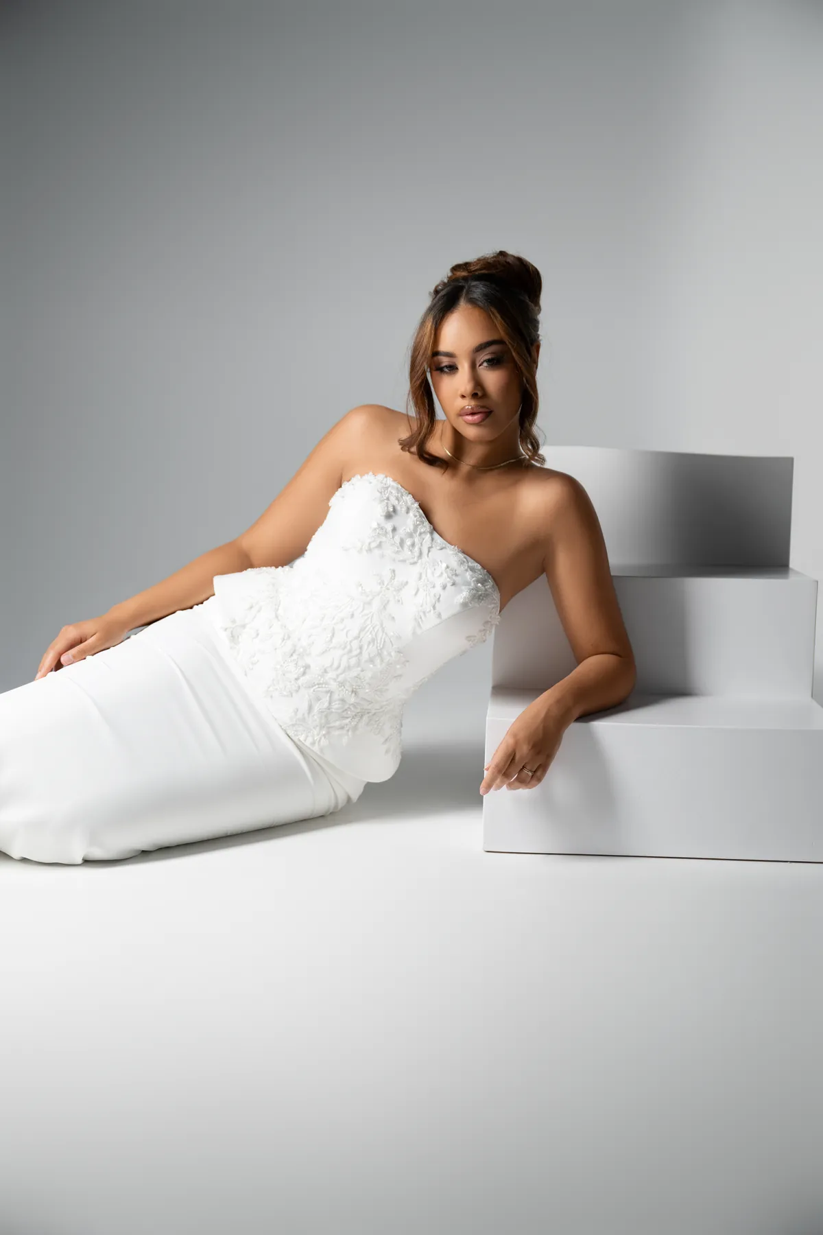 Robe sirène en crêpe allongée